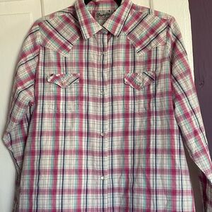 Wrangler Pink and Blue Plaid Shirt